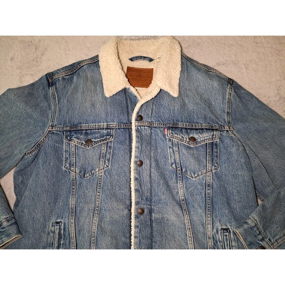 Men's Levis Sherpa Lined Vintage Style Denim Jacket Size 2XL Excellent Condition - Picture 2 of 9